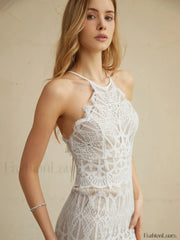 Glamorous Lace Graceful Halter Long Dress Dresses