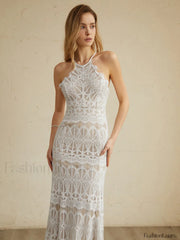 Glamorous Lace Graceful Halter Long Dress Dresses