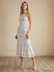 Glamorous Lace Graceful Halter Long Dress Dresses