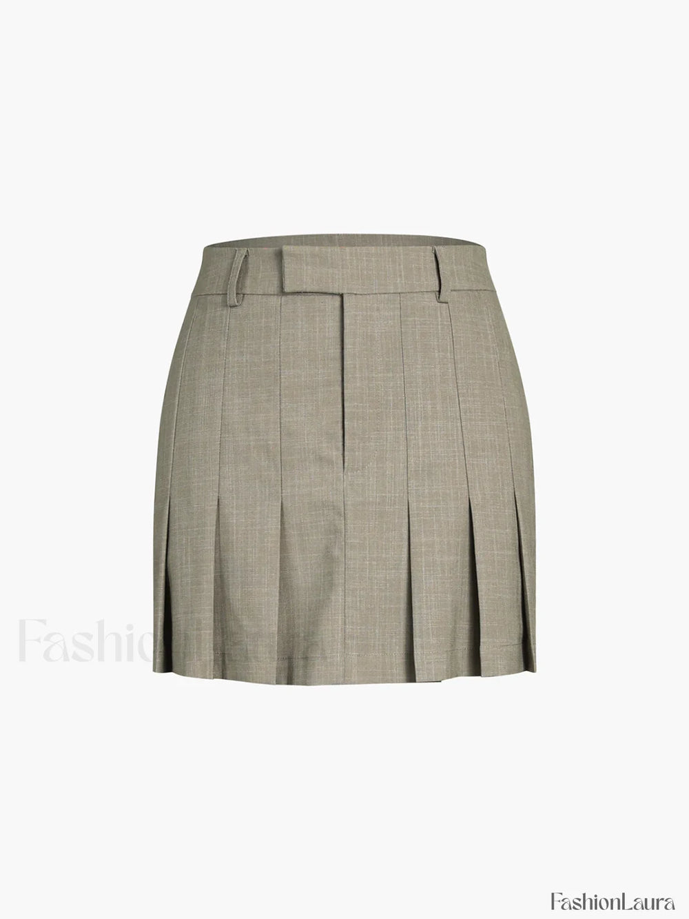 Glen Check Graceful Pleat Mini Skirt Khaki / XS Skirts