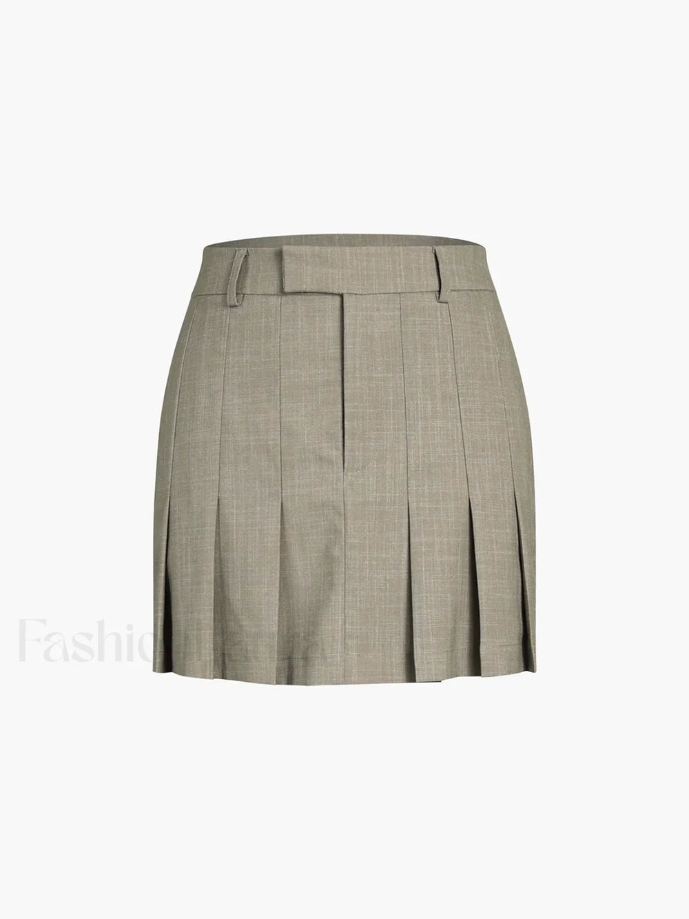Glen Check Graceful Pleat Mini Skirt Khaki / XS Skirts