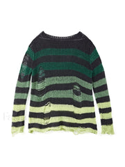 Gradient Striped Distressed Long Sleeve Mini Dress Mini Dresses