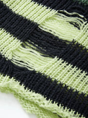 Gradient Striped Distressed Long Sleeve Mini Dress Mini Dresses