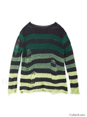 Gradient Striped Distressed Long Sleeve Mini Dress Mini Dresses