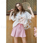 Green Pleated Sporty A Line Skirt