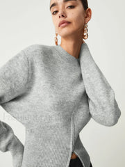 Half Zip Graceful Fuzzy Sweater Sweaters L