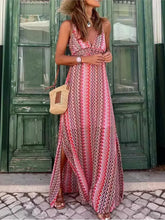 Halter Backless Slit Boho Dress Pink / S