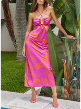 Halter Cut Out Tie Up Floral Dress