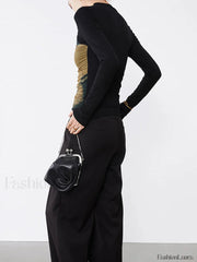 Halter Mesh Graceful Long Sleeve Shirt T Shirts