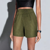 High Waist Cotton Linen A line Chic Office Lady Short