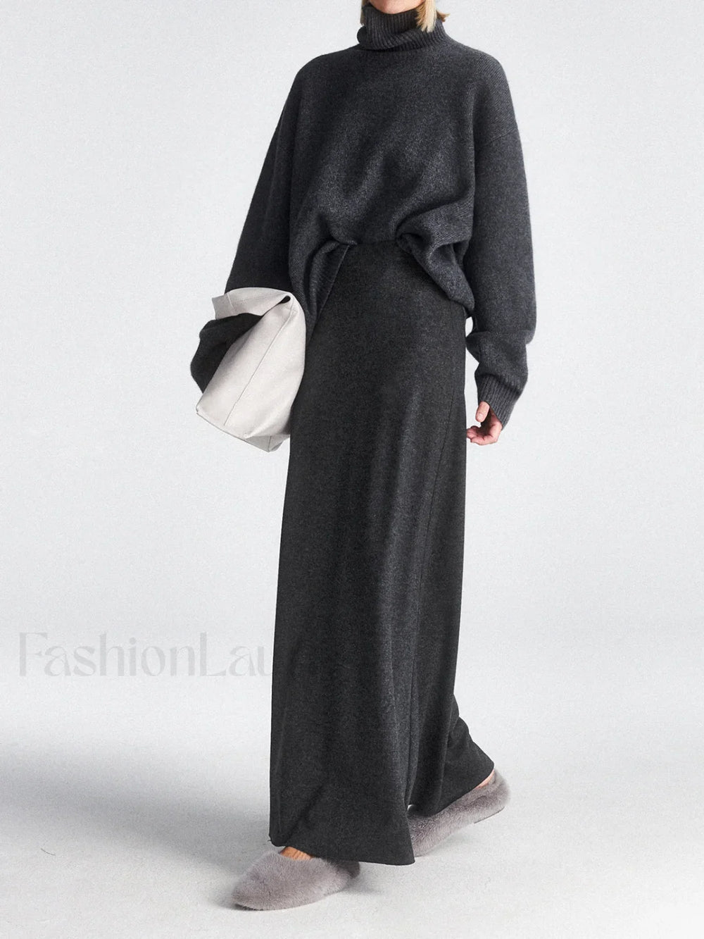 High Waist Graceful Flowy Maxi Skirt Grey / XS Skirts