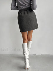 High Waist Graceful Solid Mini Skirt Skirts