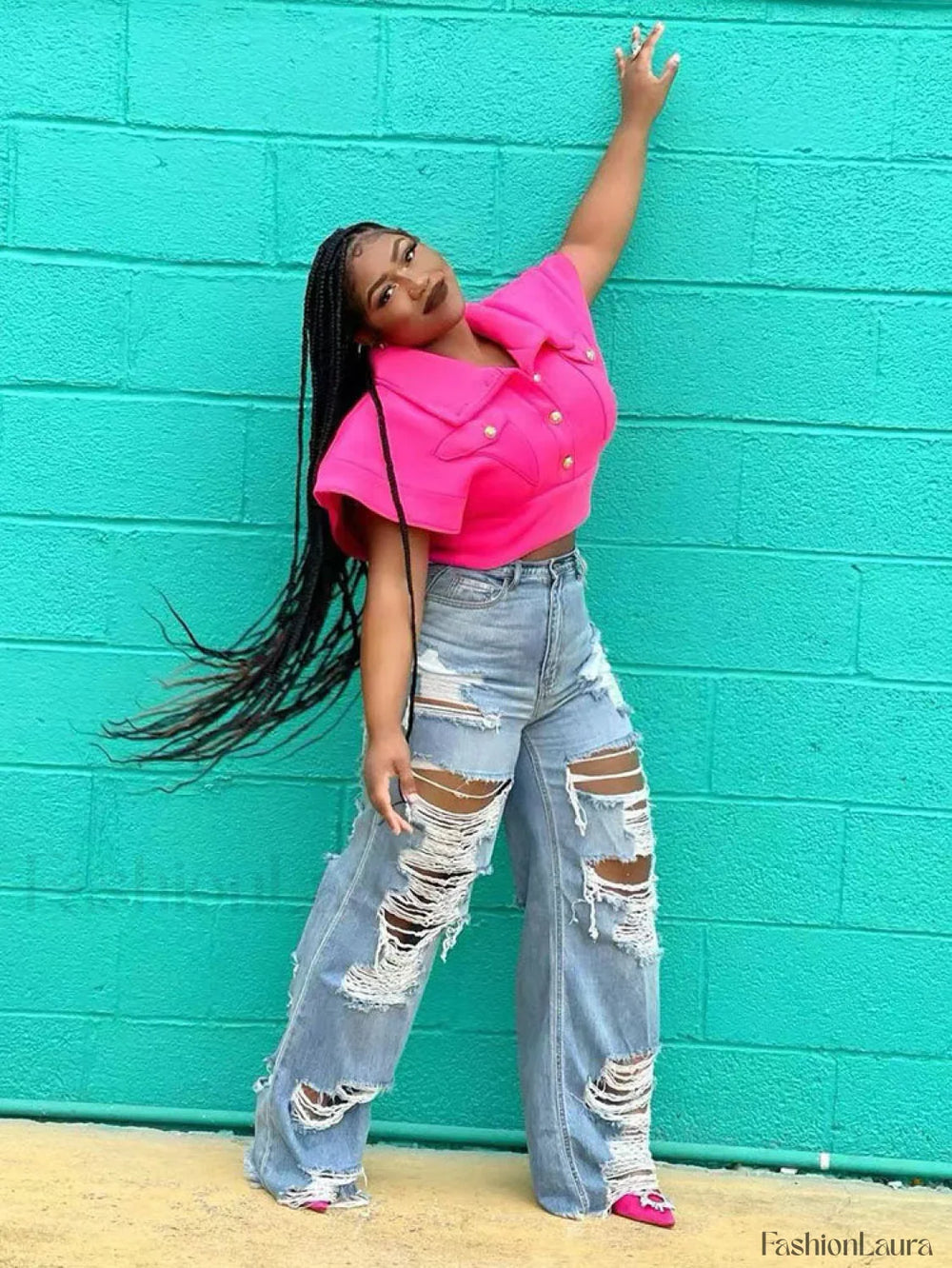 High Waist Ripped Jeans Jeans