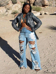 High Waist Ripped Jeans Jeans