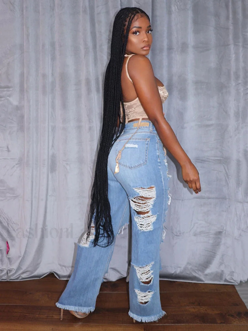 High Waist Ripped Jeans Jeans