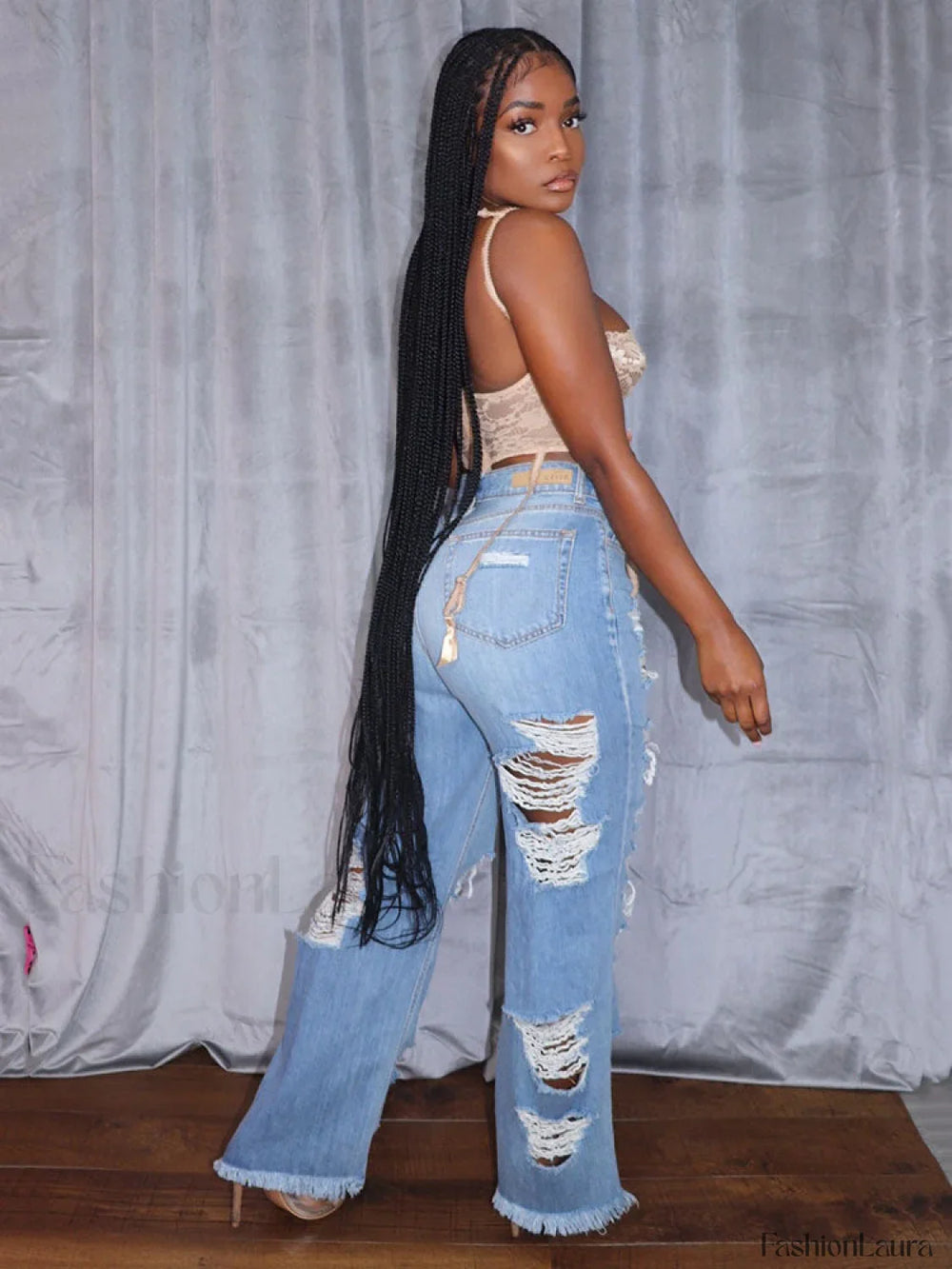 High Waist Ripped Jeans Jeans