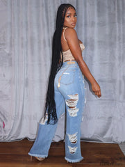High Waist Ripped Jeans Jeans