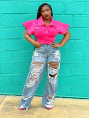 High Waist Ripped Jeans Jeans