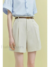 High Waist Twill Pleated Office Lady Short