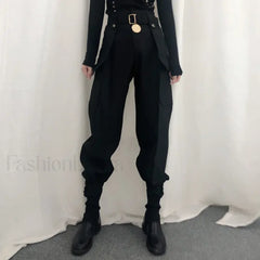 High Waist Vintage Harajuku Cargo Pants for Halloween Black / S