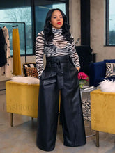 High Waist Wide Leg PU Pants Black / M Pants