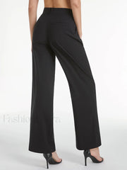 High Waisted Relaxed Trendy Straight Leg Dress Pants Pants