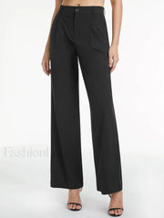 High Waisted Relaxed Trendy Straight Leg Dress Pants Pants
