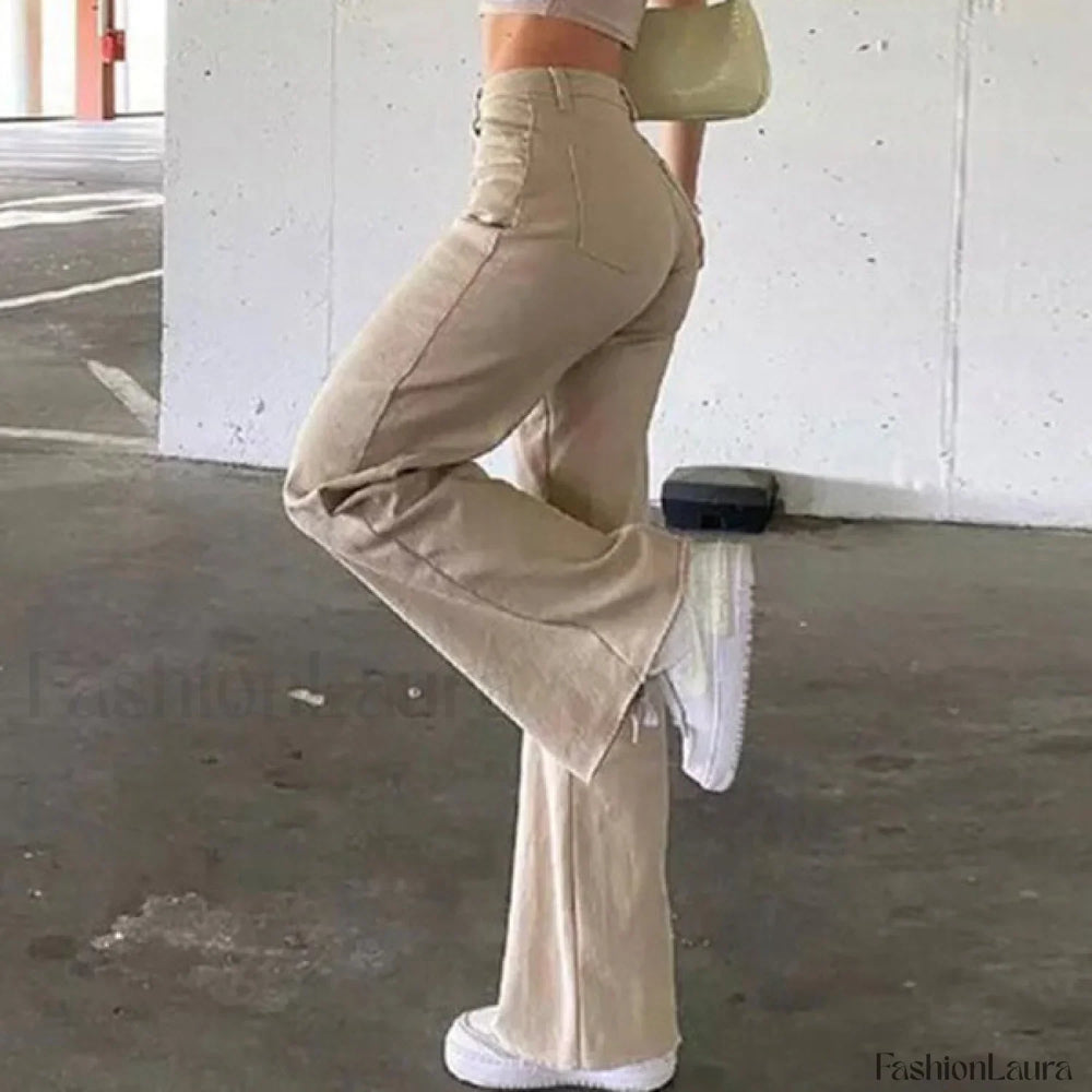 High Waisted Solid Flare Jeans Flare Jeans