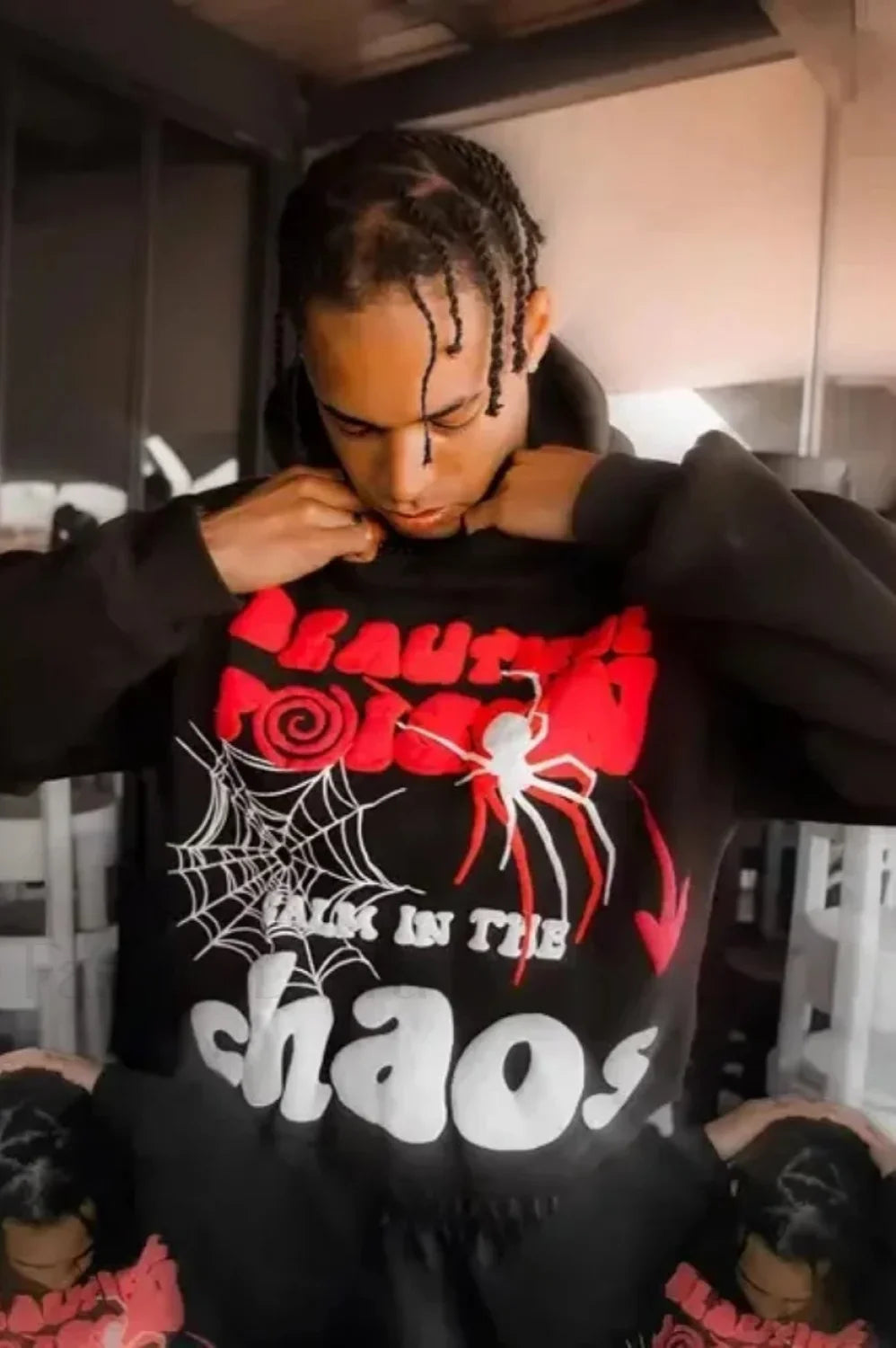 Hip Hop Letter Print Oversized Hoodie Black / S