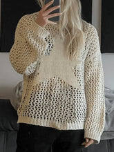 Hollow Out Star Crochet Knit Top Beige / S Sweaters