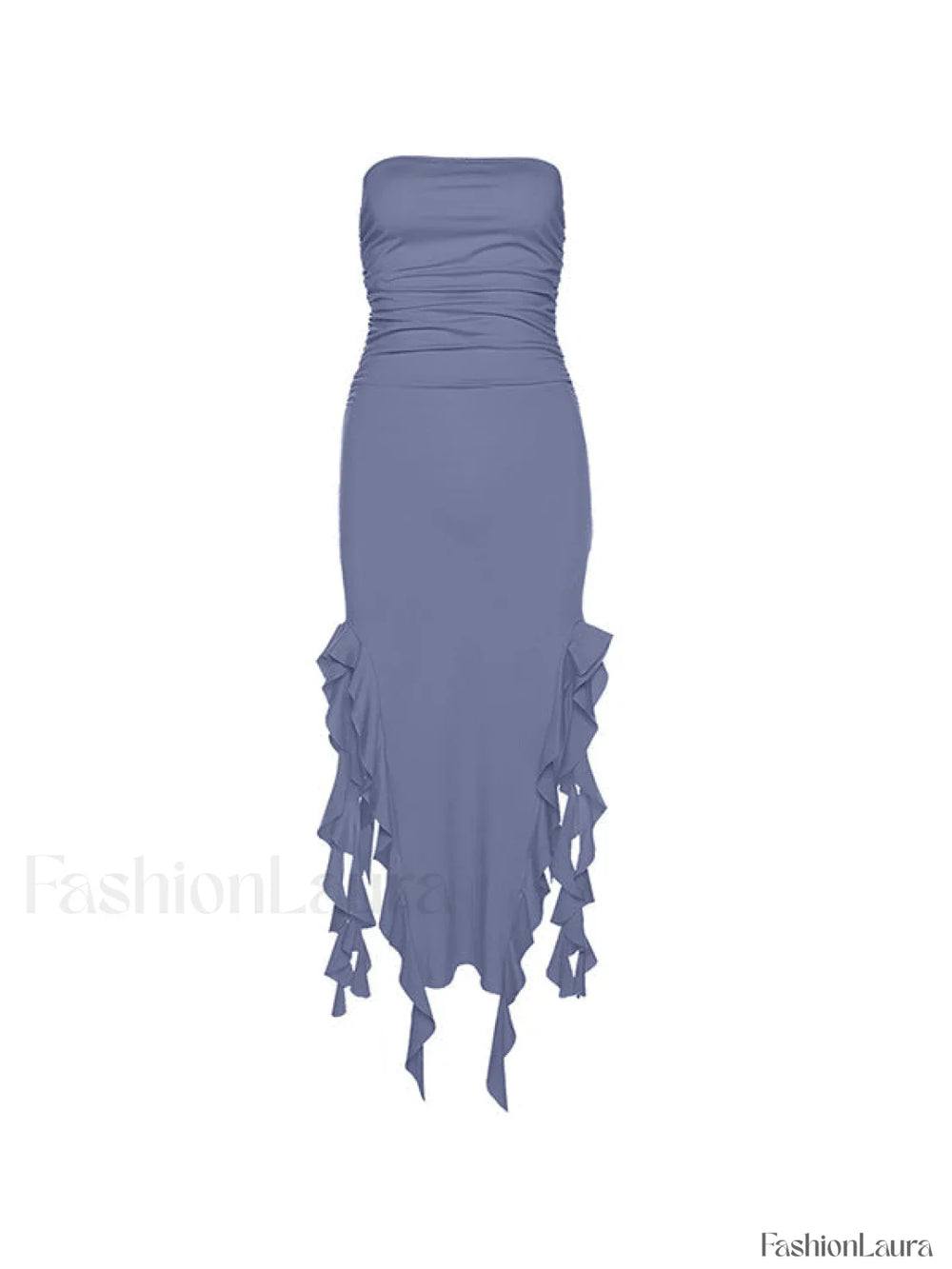 Irregular Ruffle Bandeau Maxi Dress Maxi Dresses