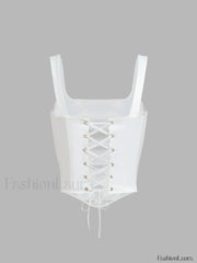 Ivory Glow Tied Trendy Crop Corset Top Tank Tops & Camis