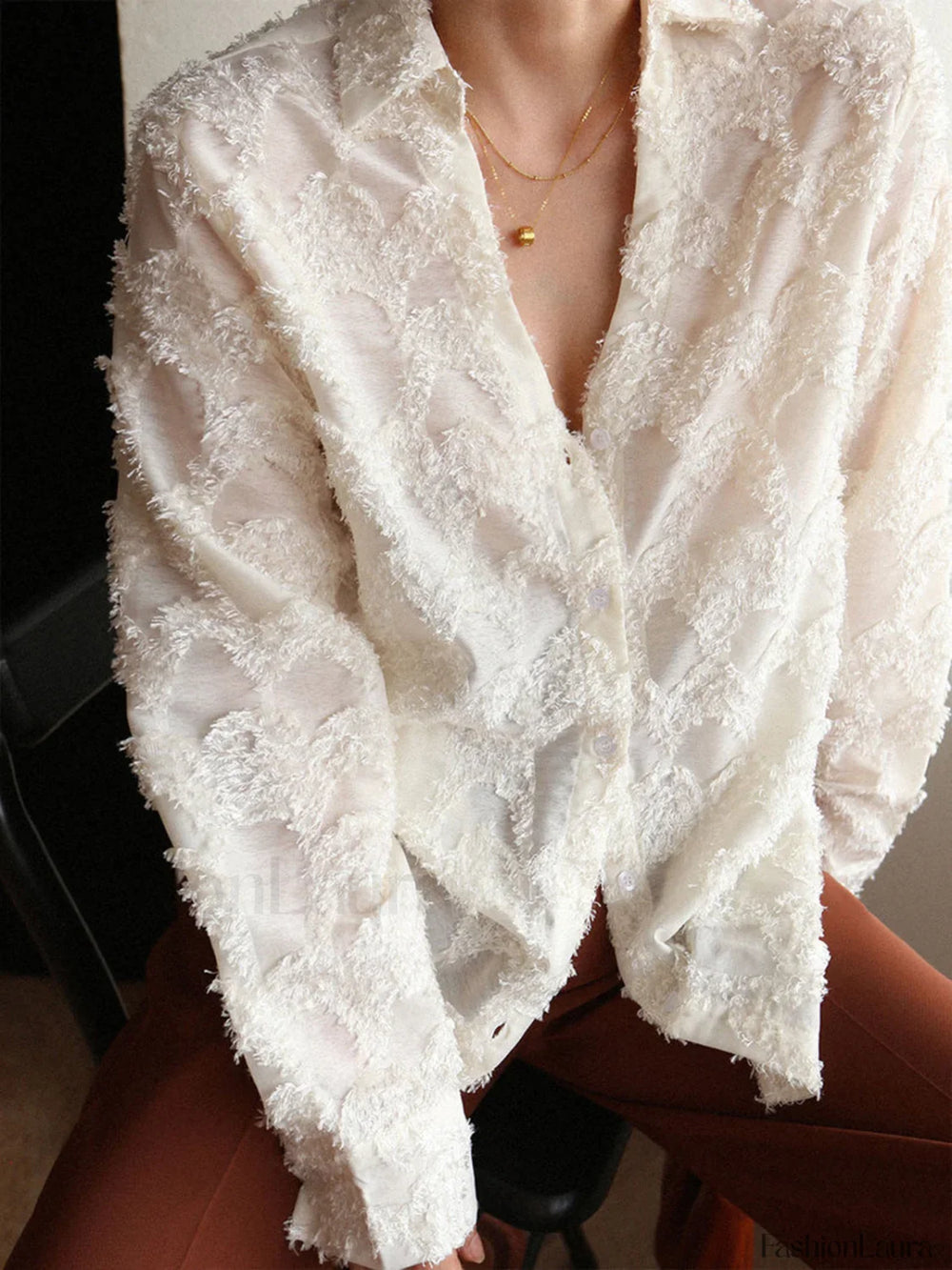 Jacquard Floral Graceful Collared Shirt Shirts