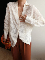 Jacquard Floral Graceful Collared Shirt Shirts