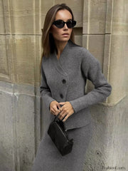 Knit Asymmetric Graceful Button Cardigan Grey / XS Sweaters L