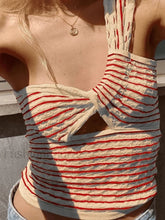 Knitted Stripe One Shoulder Tank Top Beige / S Tops&Tees