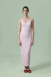 Knitted V Neck Sleeveless Halter Maxi Dress