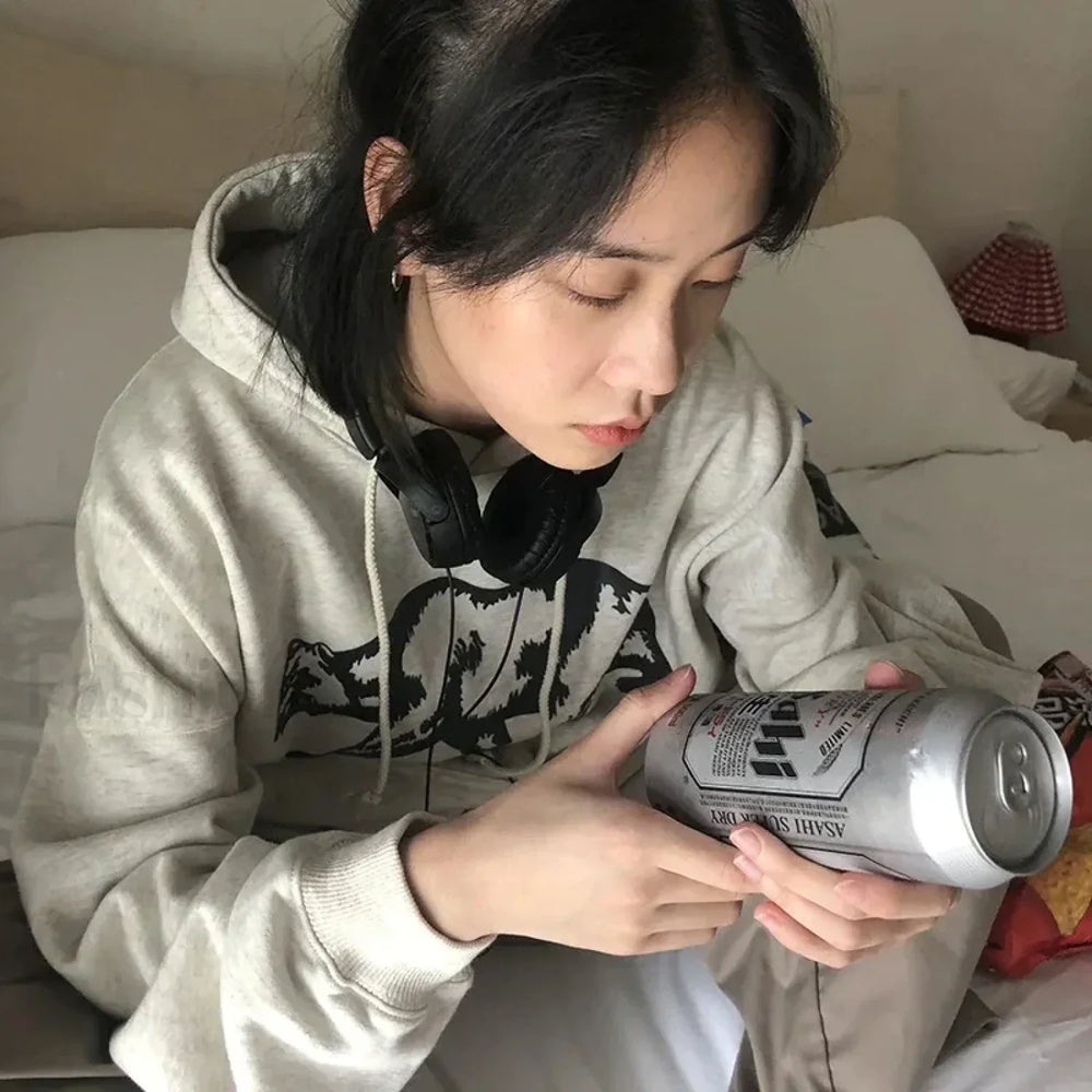 Kpop Harajuku Vintage Aesthetic Hoody Sweatshirts & Hoodies L