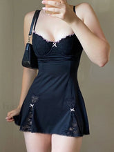 Lace Paneled Mini Dress Black / S Mini Dresses