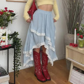 Lace Patchwork Midi Skirt