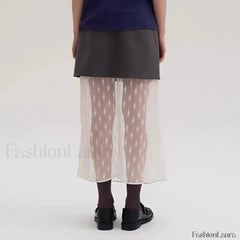 Lace Spliced Pleated Zipper Skirt