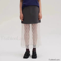 Lace Splicing Straight Zipper Skirt