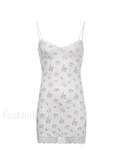 Lace Trim Floral Mini Dress Mini Dresses