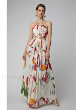 Lace Up Backless Floral Dress White / S