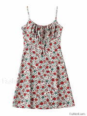 Lace Up Floral Slip Mini Dress White / S Mini Dresses