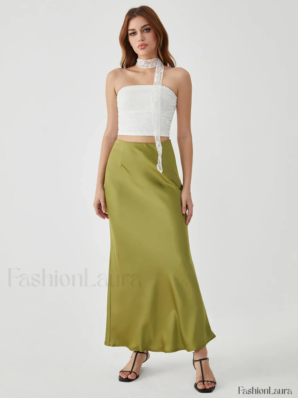 Lace Up Graceful Sheer Tube Top Tank Tops & Camis