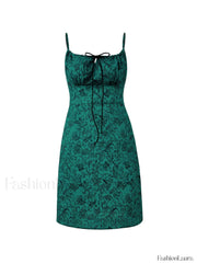 Lace Up Paisley Print Mini Dress Mini Dresses