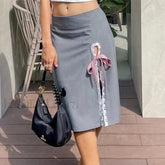 Lace Up Split Vintage Skirt