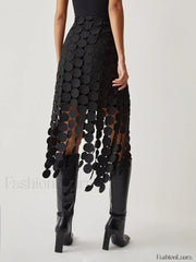 Laser Cut Multi Trendy Circle Double Layered Skirt Skirts