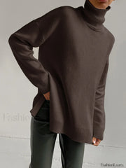 Lean On Graceful Me Turtleneck Sweater Brown / XS Sweaters L